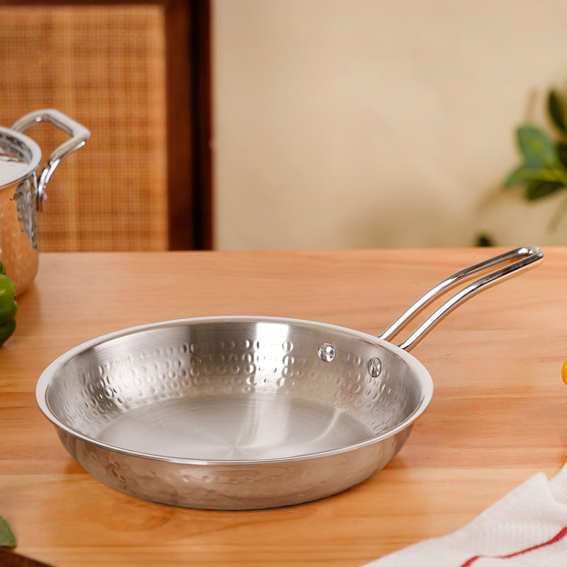 Tri-Ply Hammered Stainless Steel Frying Pan 1750ml