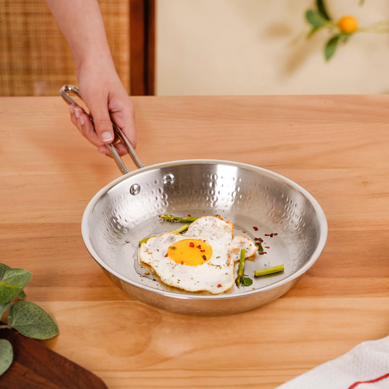 Tri-Ply Hammered Stainless Steel Frying Pan 1750ml