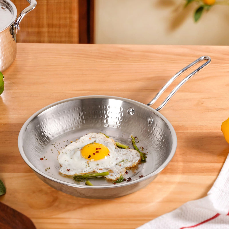 Tri-Ply Hammered Stainless Steel Frying Pan 1750ml