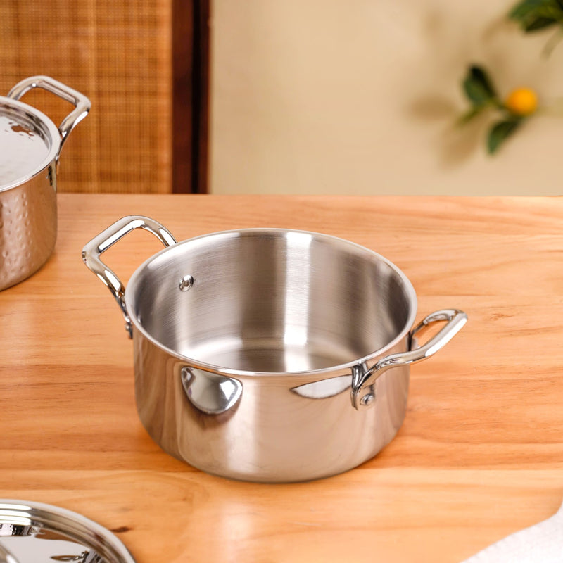 Tri Ply Stainless Steel Casserole Pot With Lid 3000ml