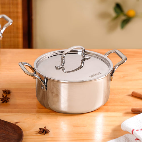 Tri Ply Stainless Steel Casserole Pot With Lid 3000ml