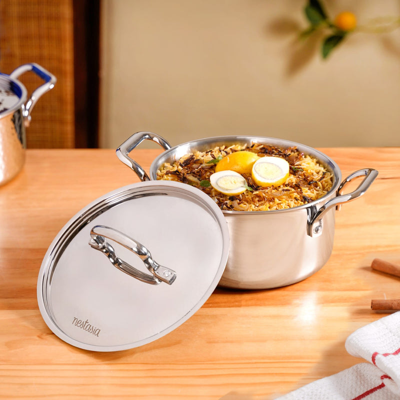 Tri Ply Stainless Steel Casserole Pot With Lid 3000ml