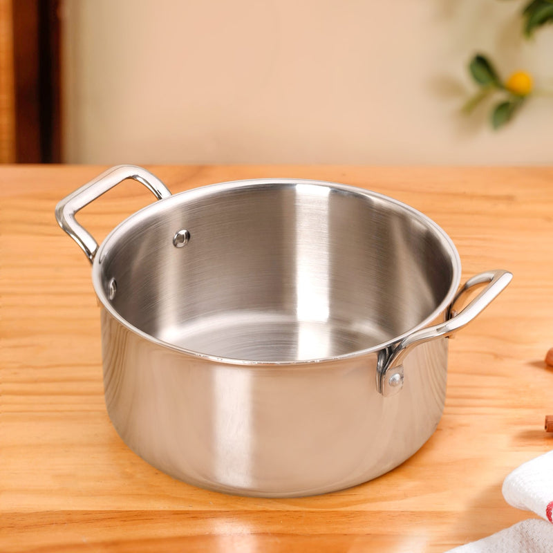 Tri Ply Stainless Steel Casserole Pot With Lid 4000ml