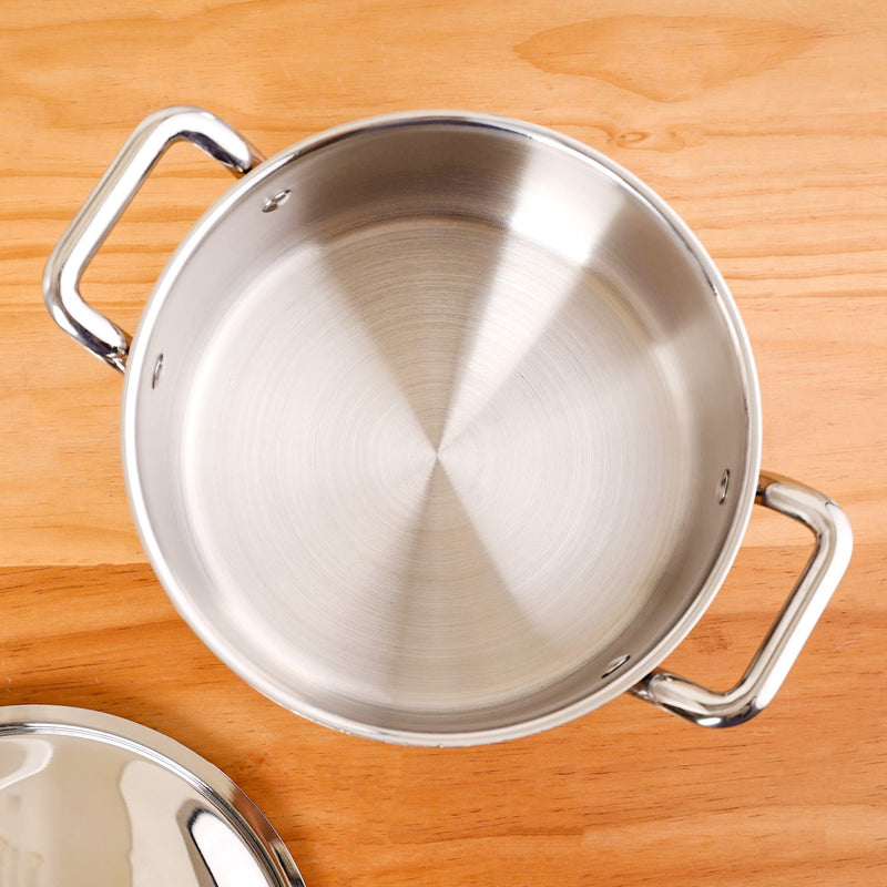 Tri Ply Stainless Steel Casserole Pot With Lid 4000ml