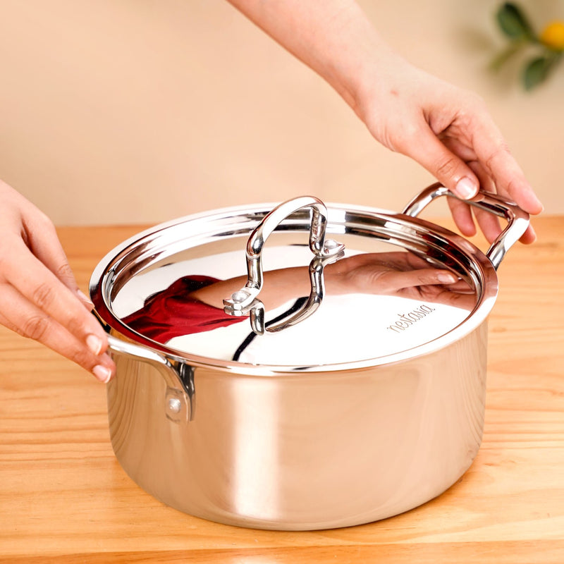 Tri Ply Stainless Steel Casserole Pot With Lid 4000ml