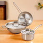 TriCore Stainless Steel Kadai Frying Pan And Saucepan Cookware Set