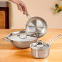 TriCore Stainless Steel Kadai Frying Pan And Saucepan Cookware Set