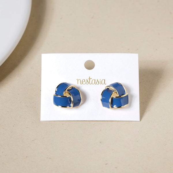 Triangular Blue And Gold Studs