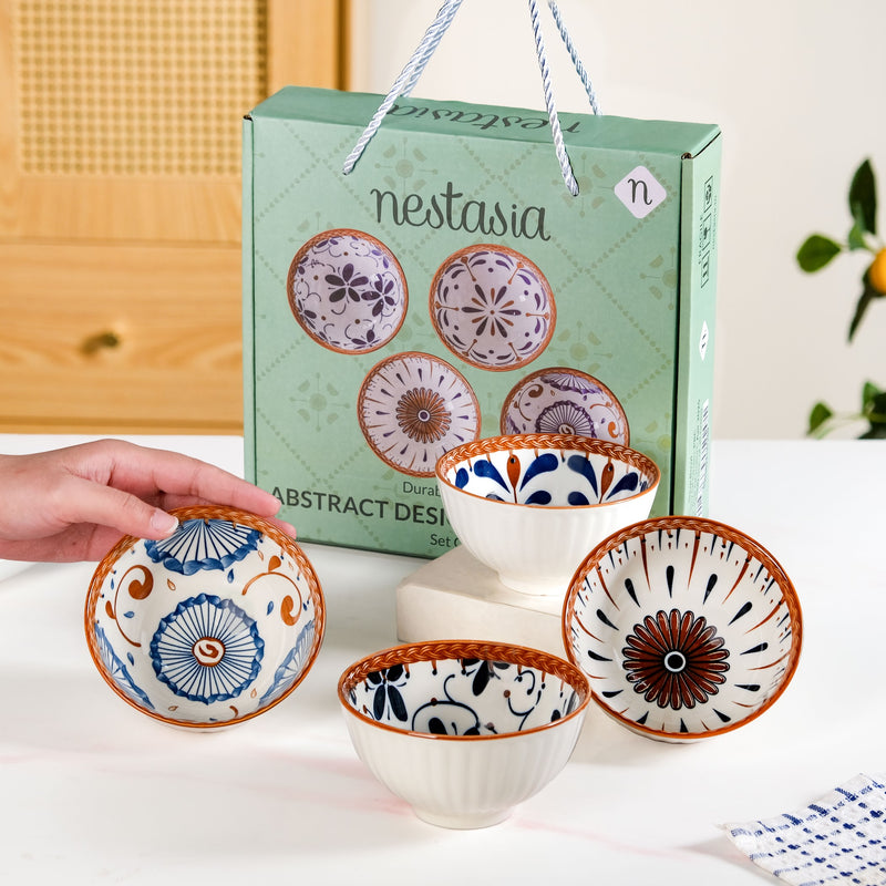 Tribal Print Ceramic Bowls Set Of 4 300ml