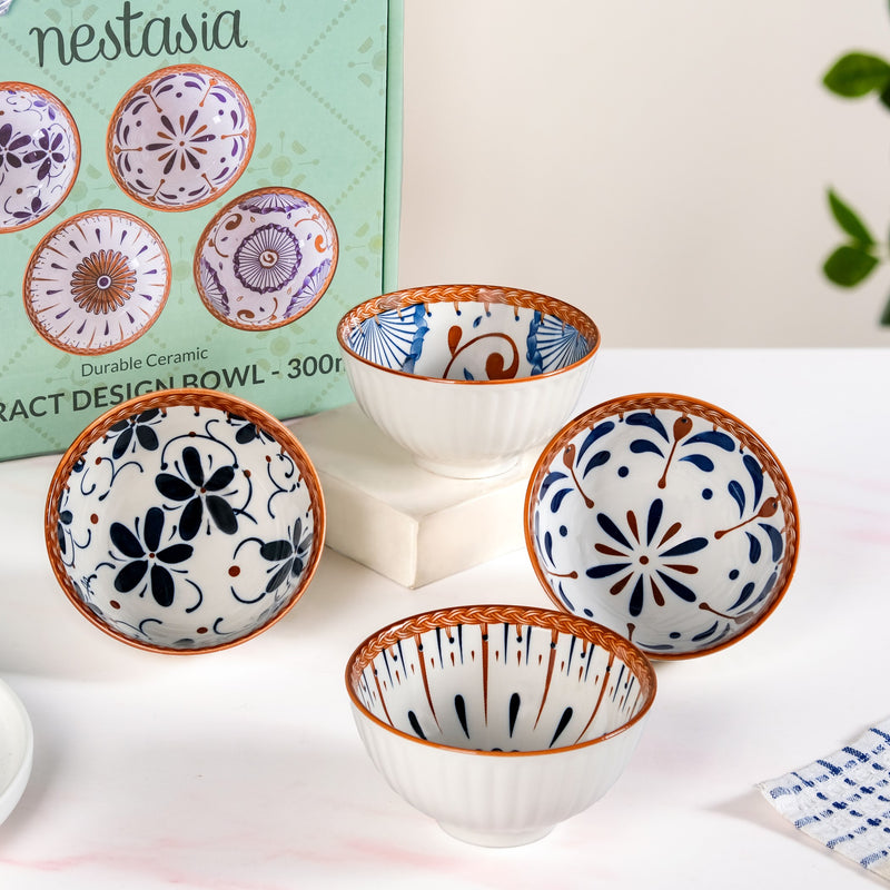 Tribal Print Ceramic Bowls Set Of 4 300ml