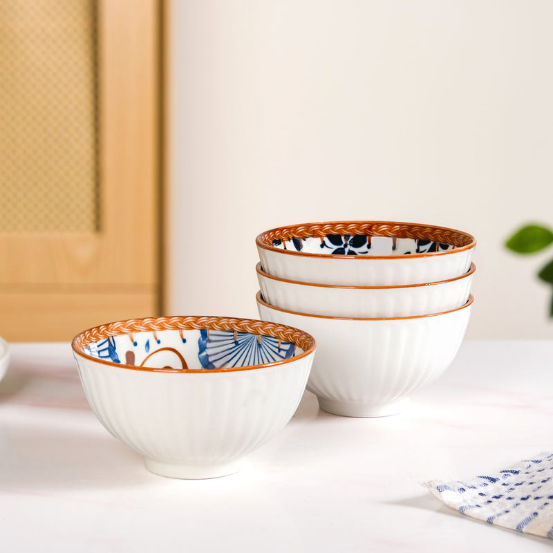 Tribal Print Ceramic Bowls Set Of 4 300ml
