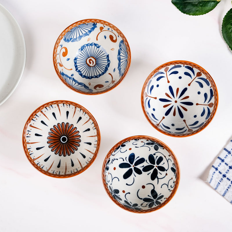 Tribal Print Ceramic Bowls Set Of 4 300ml