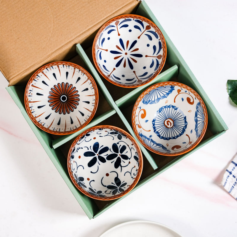 Tribal Print Ceramic Bowls Set Of 4 300ml