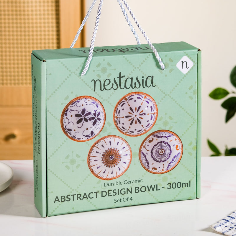 Tribal Print Ceramic Bowls Set Of 4 300ml