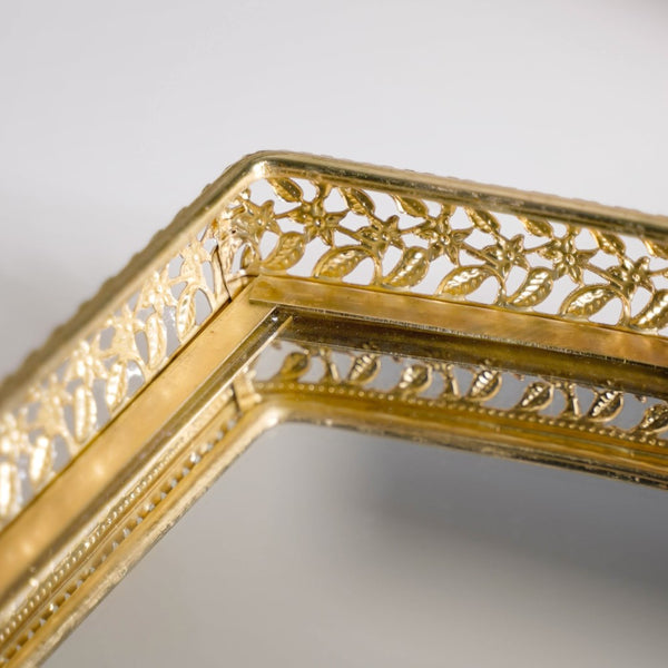 Luxury Mirror Tray Gold Set Of 3