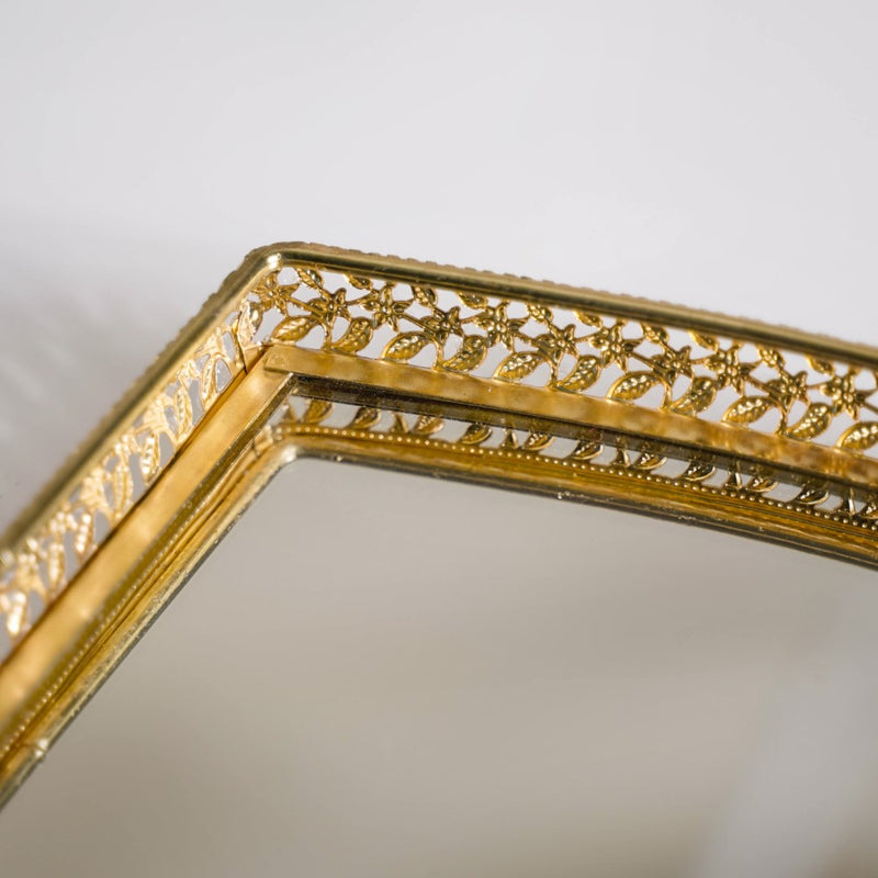 Luxury Mirror Tray Gold Set Of 3