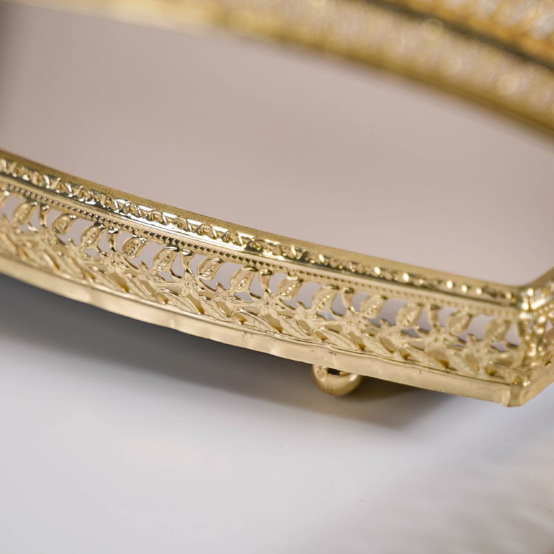 Luxury Mirror Tray Gold Set Of 3