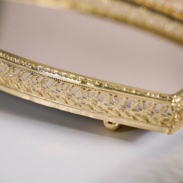 Luxury Mirror Tray Gold Set Of 3