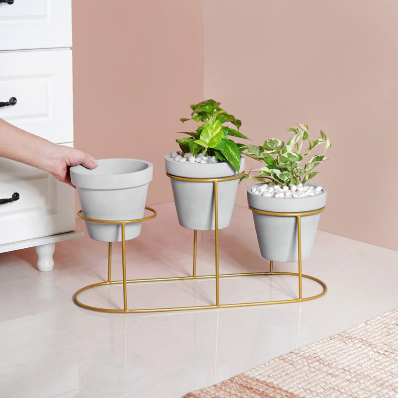 Triple Indoor Planter With Stand