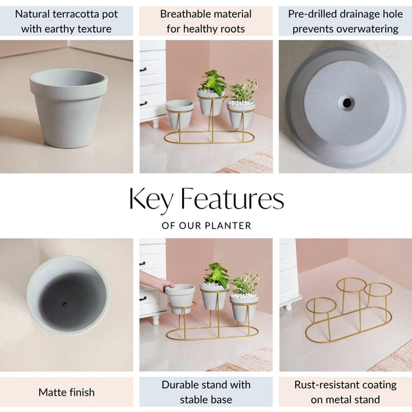 TerraTier Indoor Planter With Stand Grey