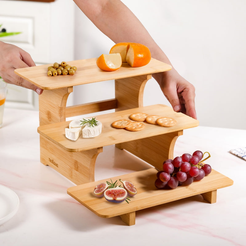 Triple Layer Bamboo Platter Stand