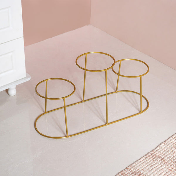 TerraTier Gold Stand With Three White Planters Off White