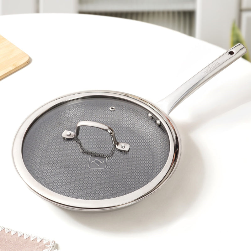 Non Stick Triply Induction Safe Honeycomb Frypan With Lid 2000ml