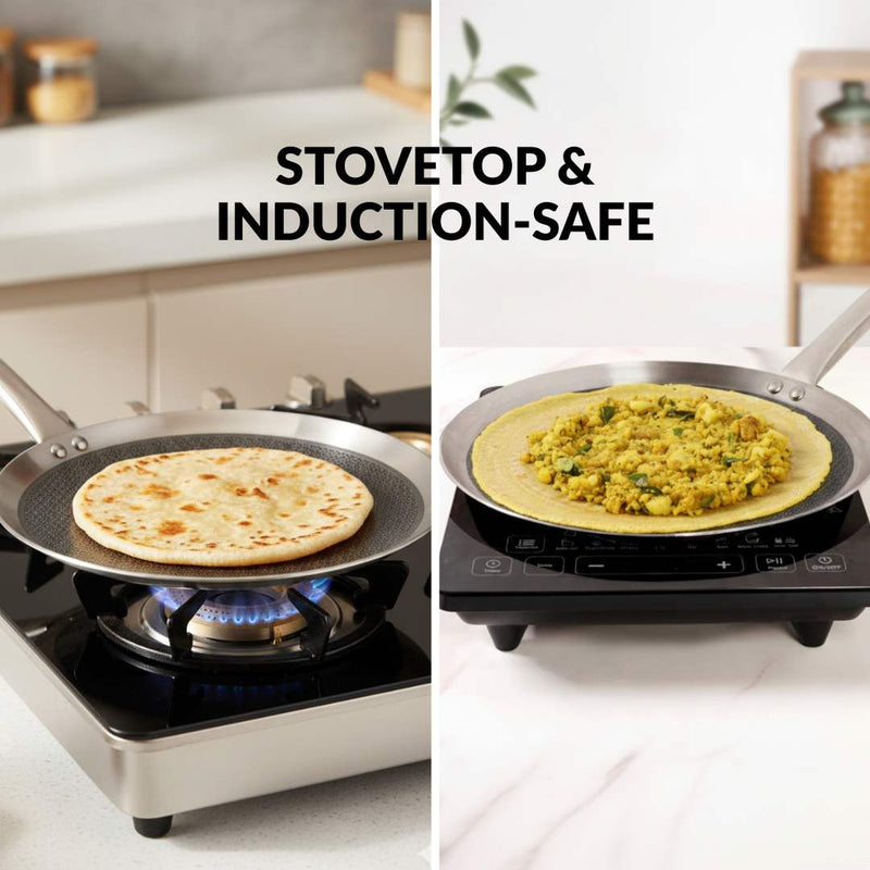 Non Stick Triply Induction Safe Honeycomb Dosa Tawa 32cm