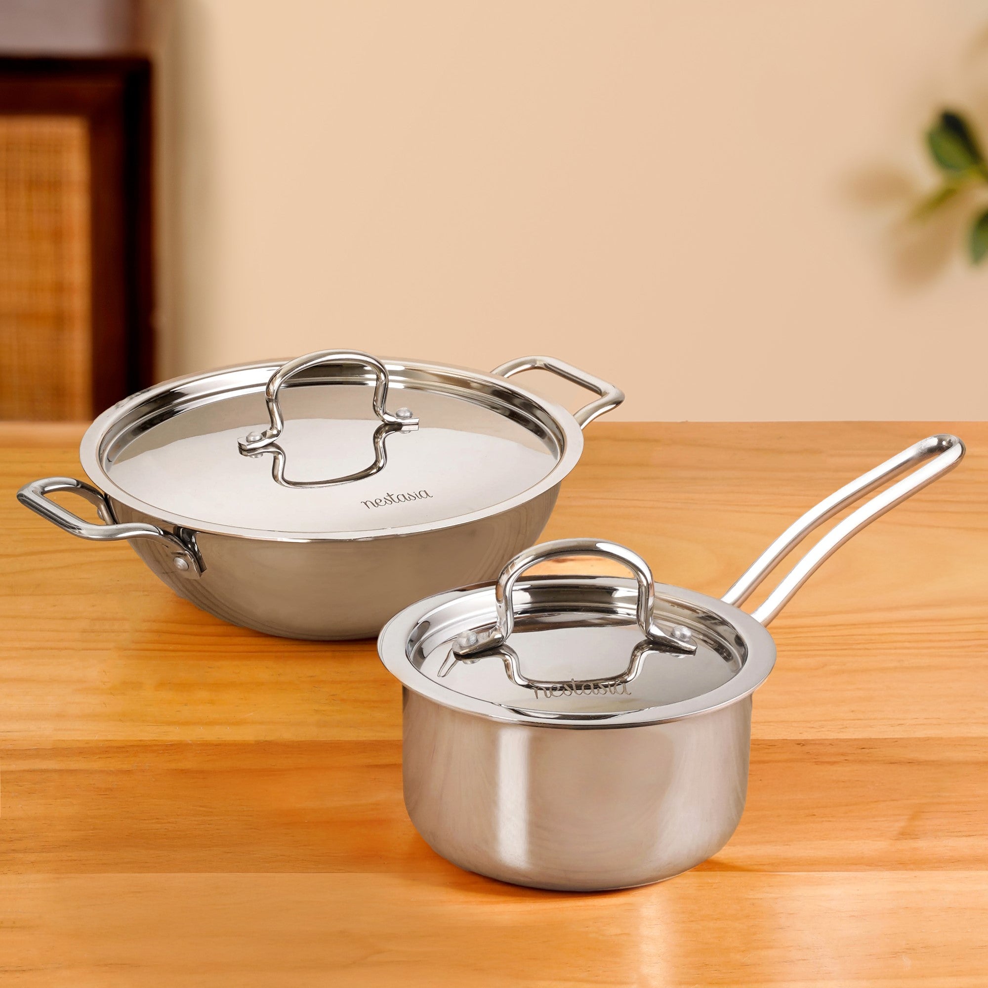 Triply Stainless Steel Set With Saucepan And Kadai