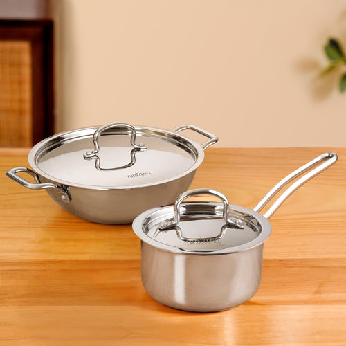 Triply Stainless Steel Set With Saucepan And Kadai