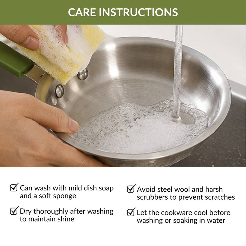 Pico Mini Triply Steel Fry Pan With Silicone Handle 900ml
