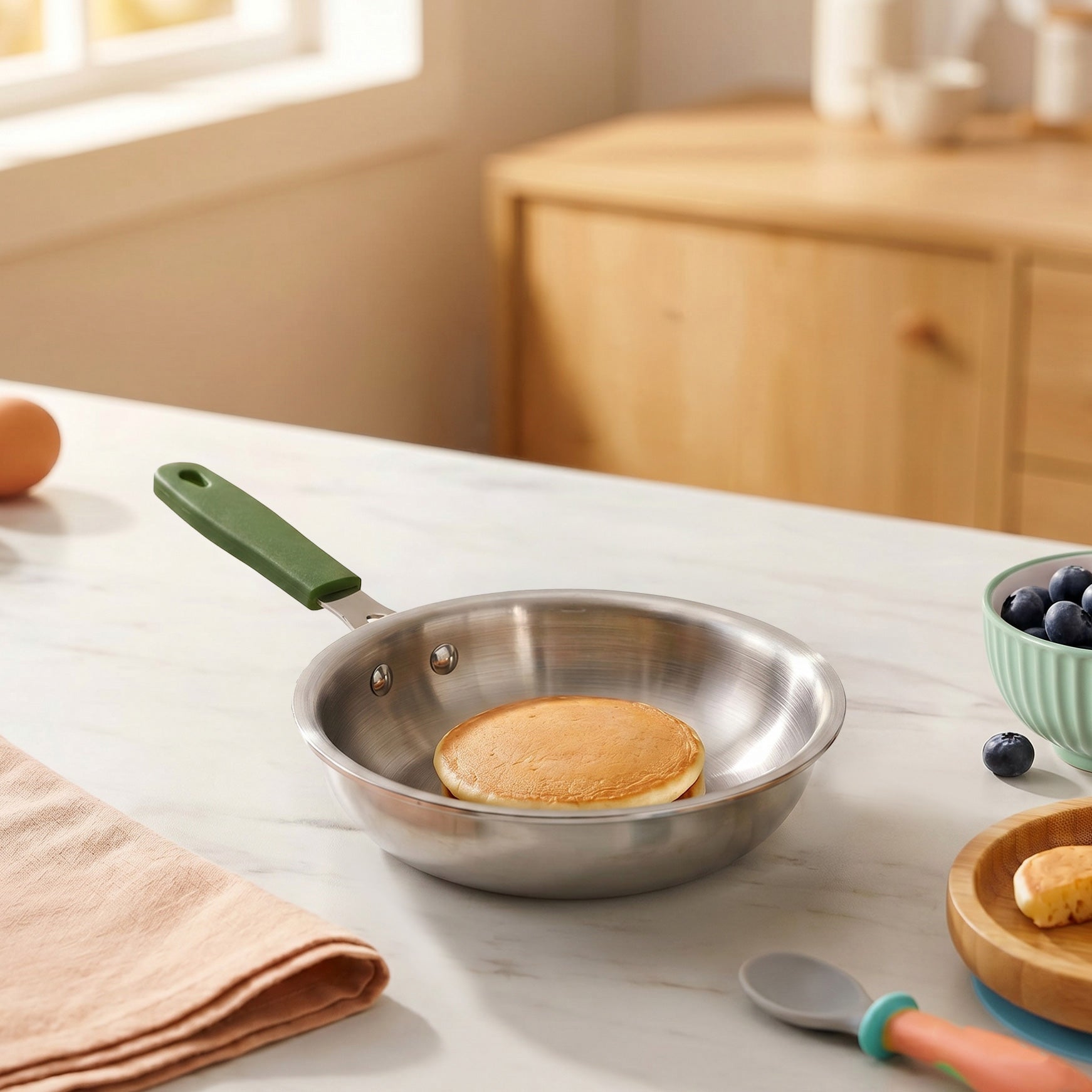 Pico Mini Triply Steel Fry Pan With Silicone Handle 900ml