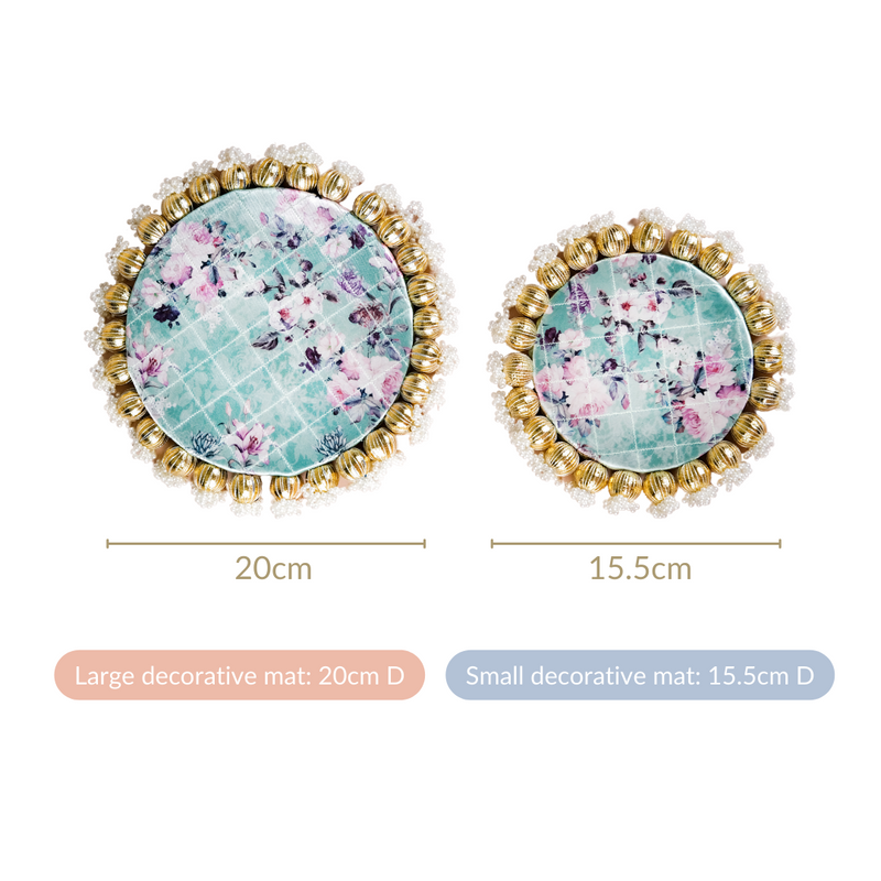 Pearls Decorative Round Trivet Mat Set Of 2 Green