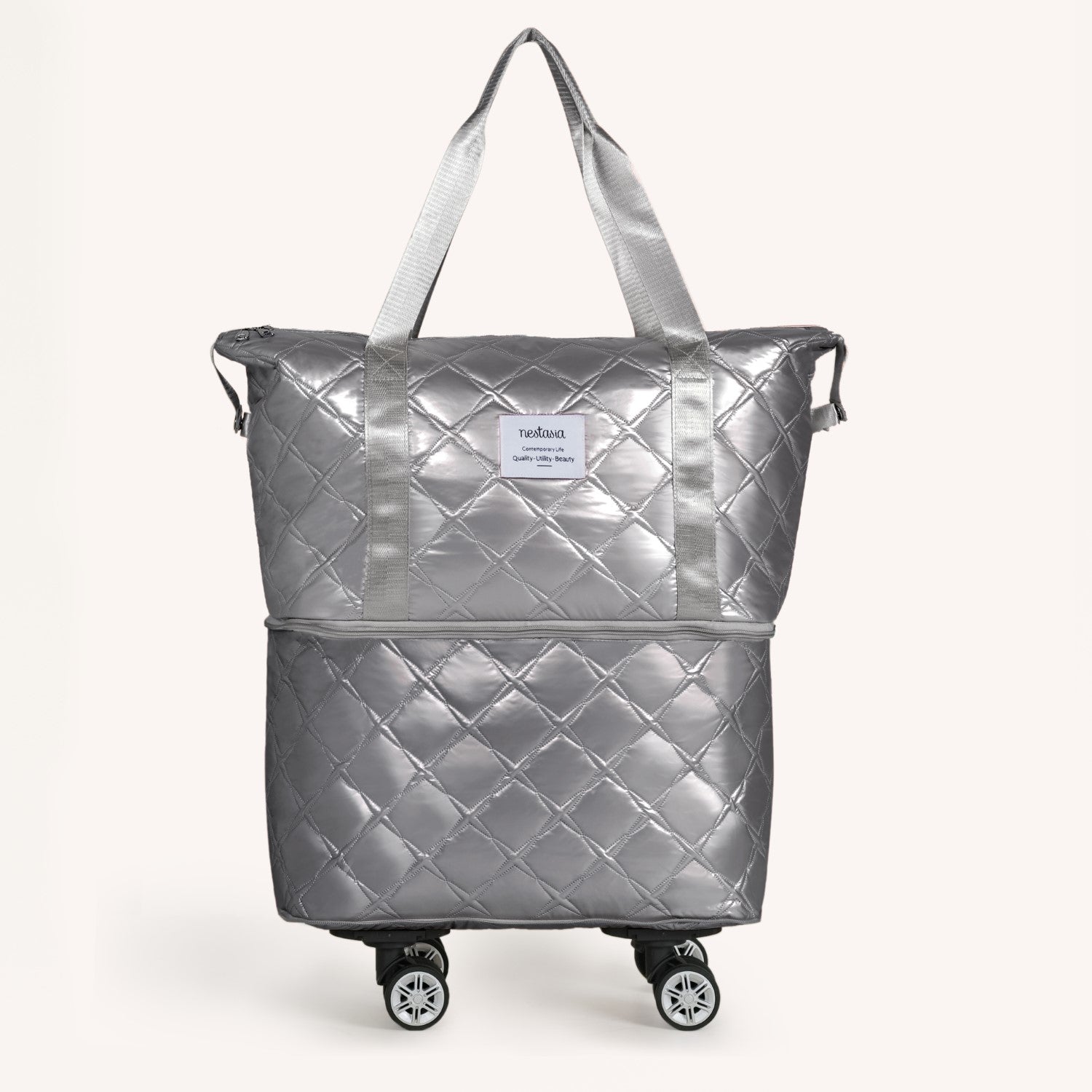 Movo Expandable Travel Bag With Removable Wheels Silver