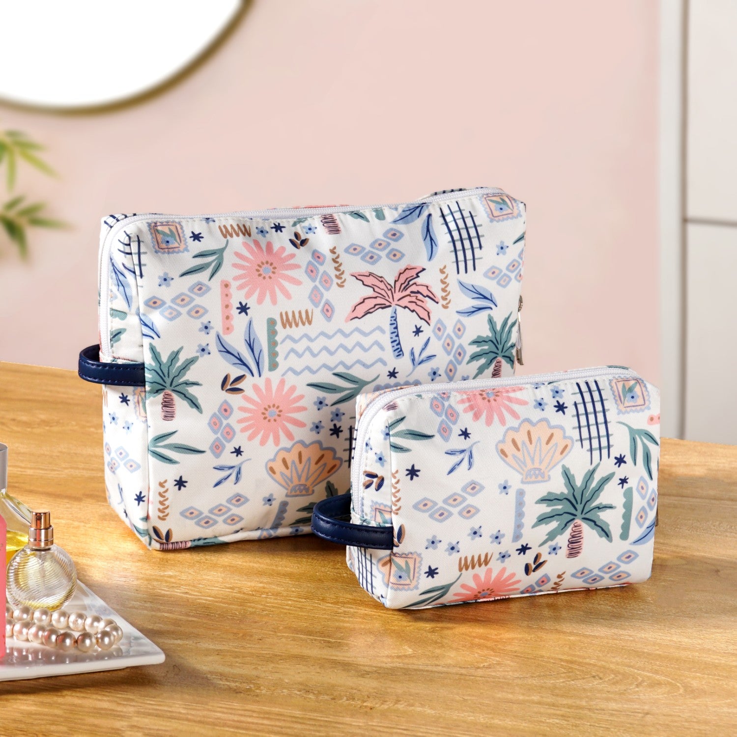Tropical Travel Toiletry Kit Bag Set Of 2