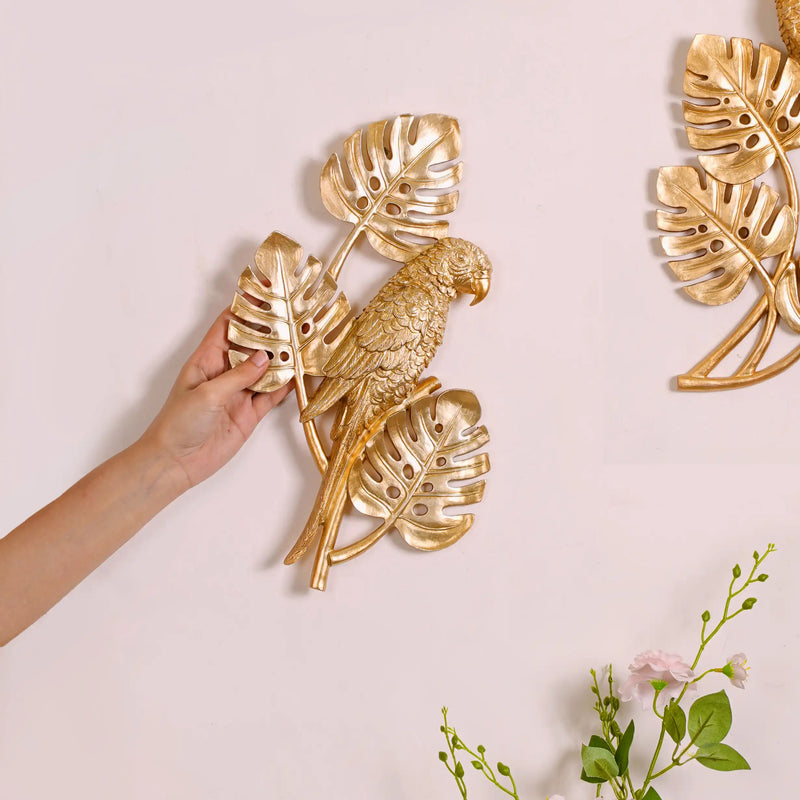 Tropical Parrot Wall Decor Gold