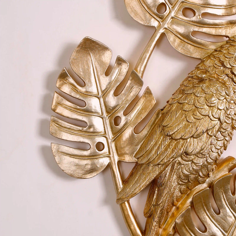 Tropical Parrot Wall Decor Gold