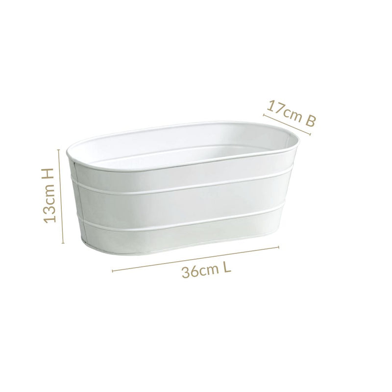 Trough Lined Minimalist Oval Plant Holder Set Of 2 Ivory