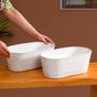 Trough Lined Minimalist Oval Plant Holder Set Of 2 Ivory