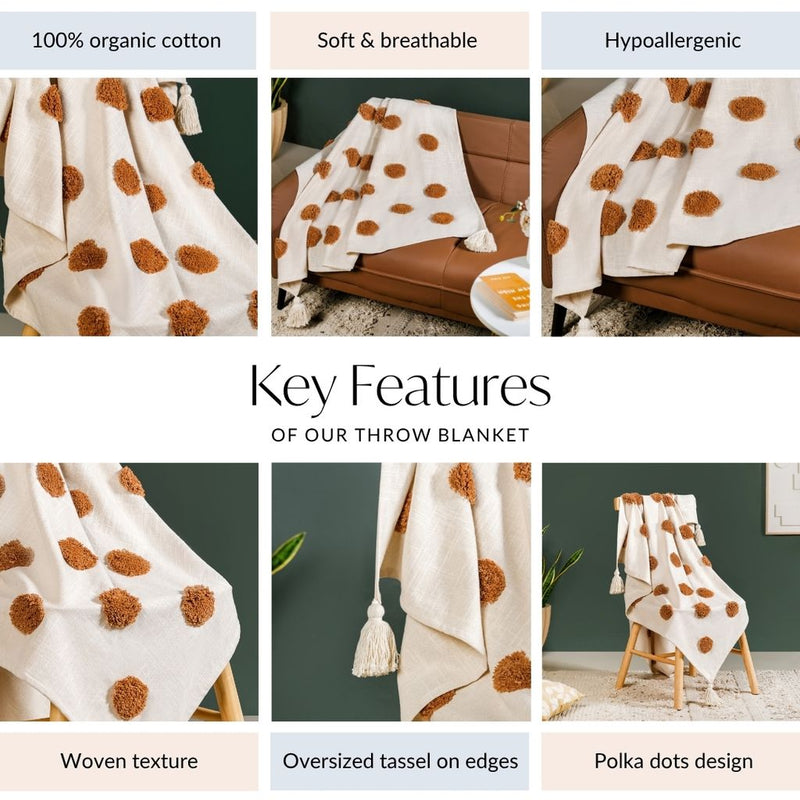Tuft And Tassel Pure Cotton Throw