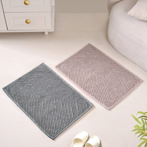 Tufted Anti Slip Cotton Reversible Muted Tones Floor Mat Duo 60x40cm