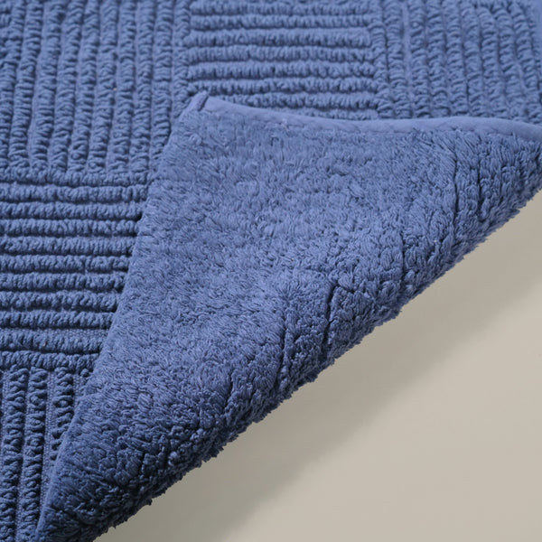 Reversible Tufted Cotton Floor Mat Navy Blue 84x50cm Online - Premium ...