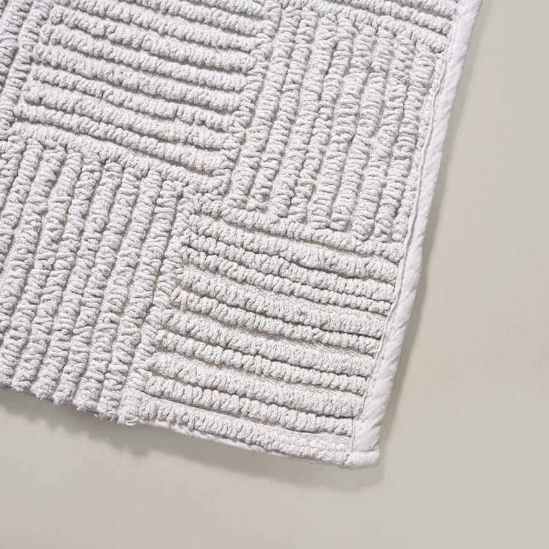  Tufted Cotton Anti Slip Reversible Floor Mat Light Grey 84x50cm