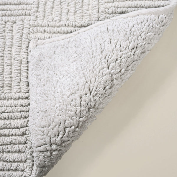Tufted Cotton Reversible Floor Mat Light Grey 84x50cm