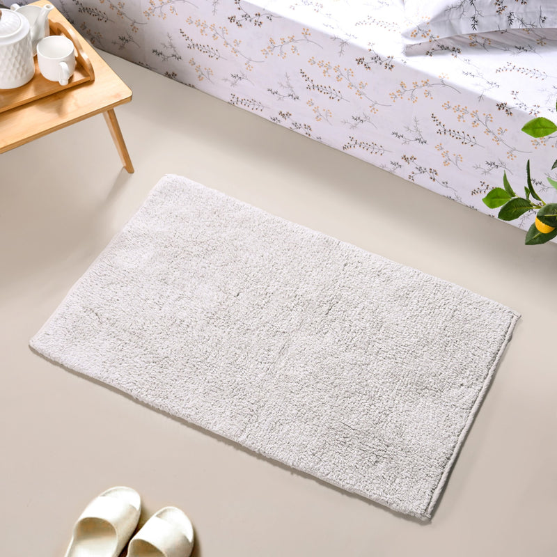  Tufted Cotton Anti Slip Reversible Floor Mat Light Grey 84x50cm