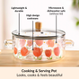 Tulip Print Borosilicate Glass Cooking Pot With Lid 2500ml