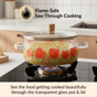 Tulip Print Borosilicate Glass Cooking Pot With Lid 2500ml