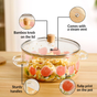Tulip Print Borosilicate Glass Cooking Pot With Lid 2500ml