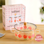 Tulip Print Borosilicate Glass Cooking Pot With Lid 2500ml