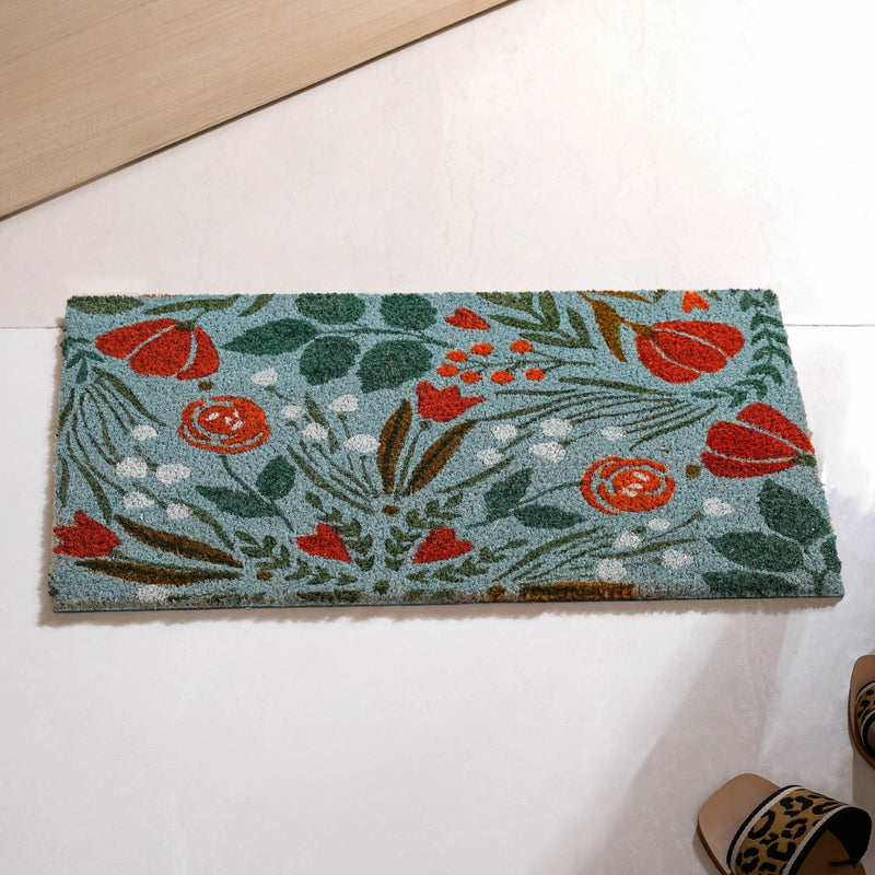 Tulips And Roses Coir Welcome Mat